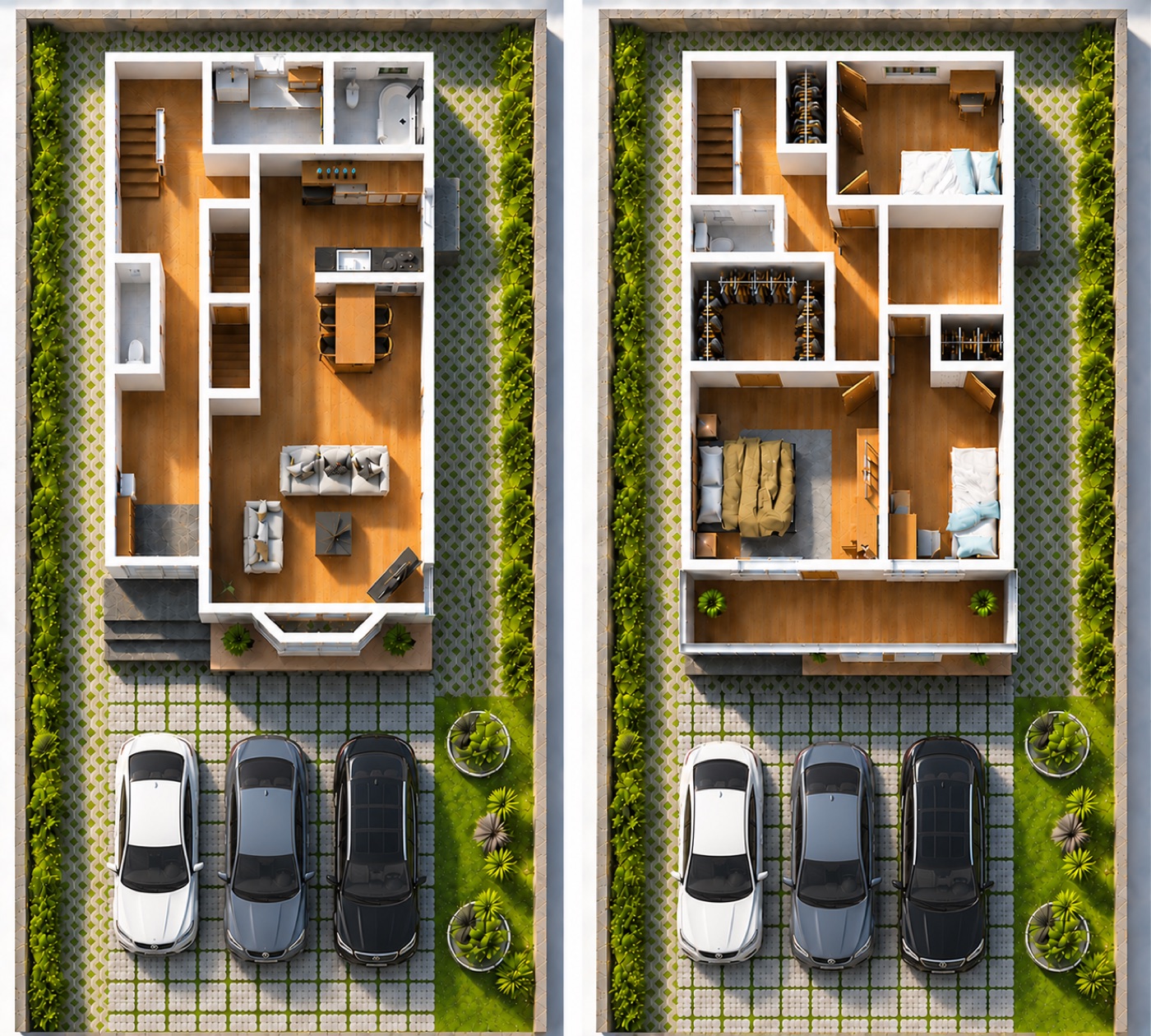 Floor plan lantai satu dan dua Rumah Menshin